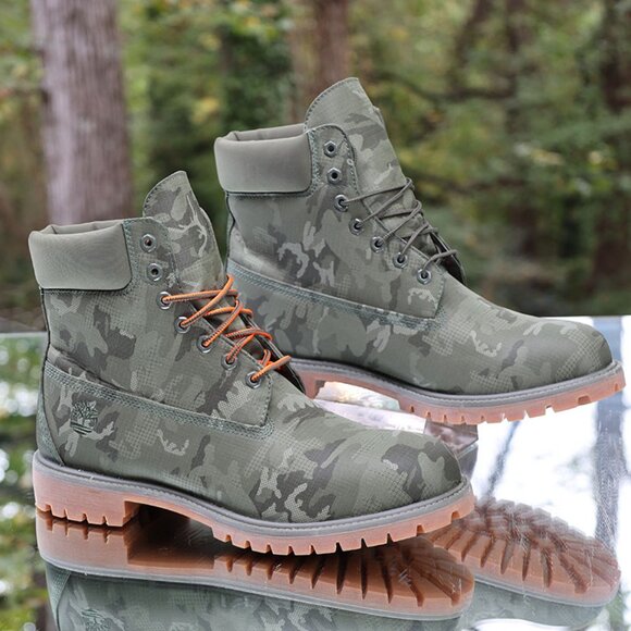 Timberland 6 Inch Premium Green Camouflage Boots - Picture 11 of 16